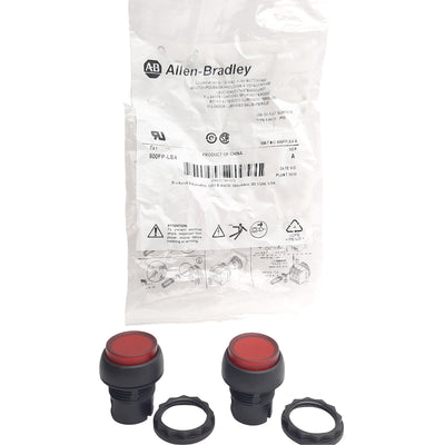 New Lot of 2 Allen Bradley 800FP-LE4 Push Button Operator ,Illuminated,Red, 22mm