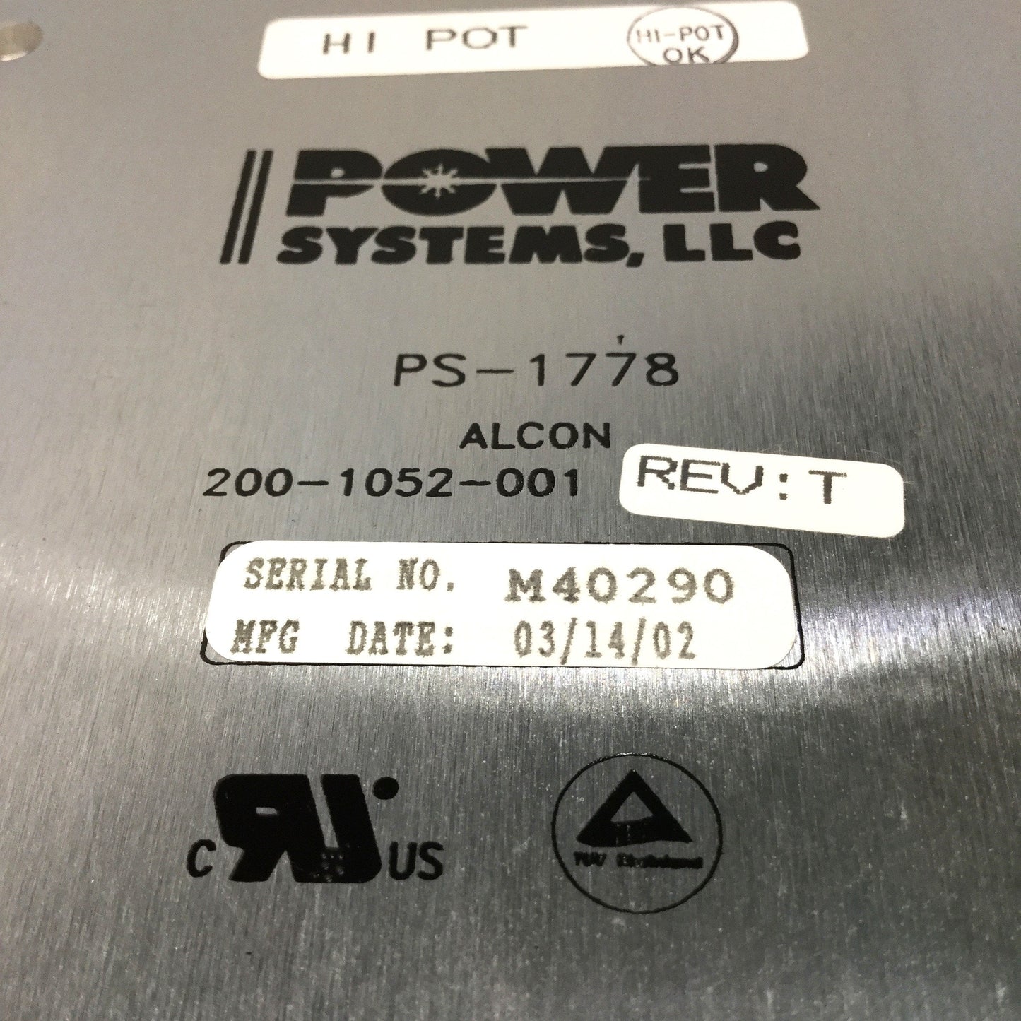 Used Power Systems PS-1778 Multi-Output Supply from Alcon Legacy 20000, 5.1/12/15/24V