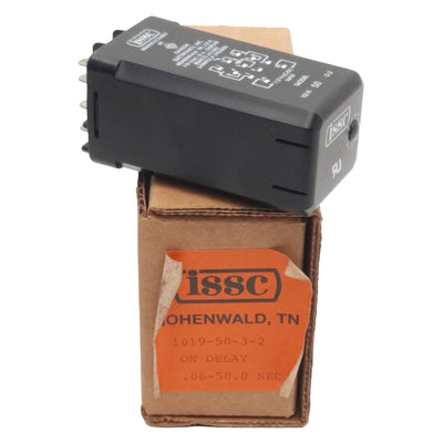 New ISSC 1019-50-3-2 Solid-State Delay Timer, 0.06-50sec, 110VAC/VDC In, 11-Pin