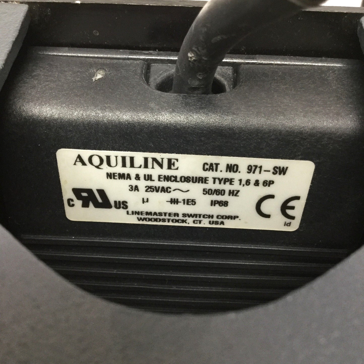 Used Linemaster 971-SW Aquiline Foot Switch Pedal, SPST-NO, 25VAC 3A Rating w/ Guard