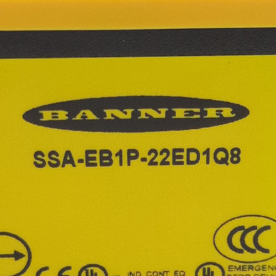 New Banner SSA-EB1P-22ED1Q8 Emergency Stop Button 2NC/2NO, 2A 24VDC, 8-Pin M12, 40mm