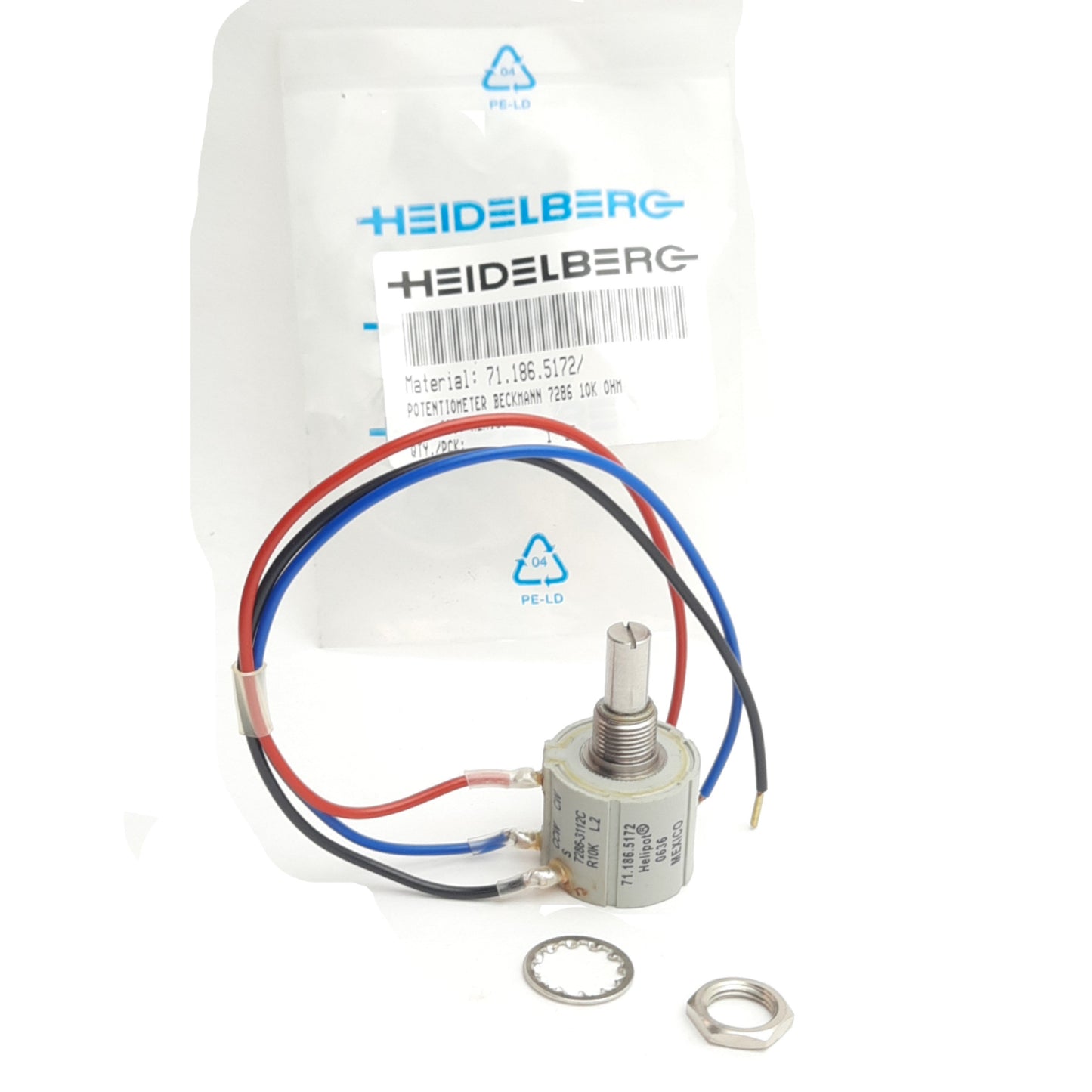 New Heildelberg 71.186.5172 Potentiometer Switch Rotary, Shaft Diameter 6.3mm 10K