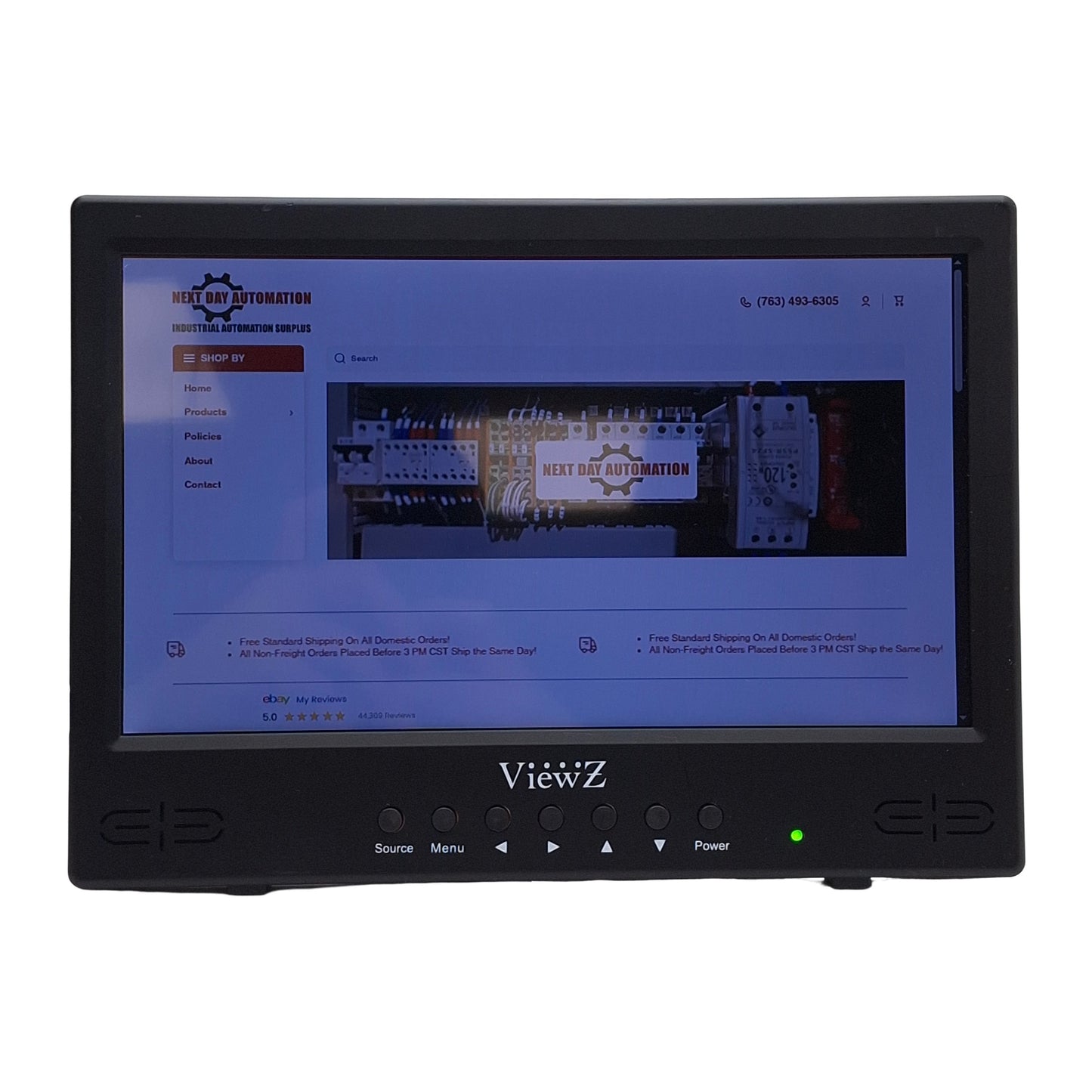 Used ViewZ VZ-101RTC CCTV Monitor, 10.1in LED, 1024x600, BNC, HDMI, VGA, 12VDC