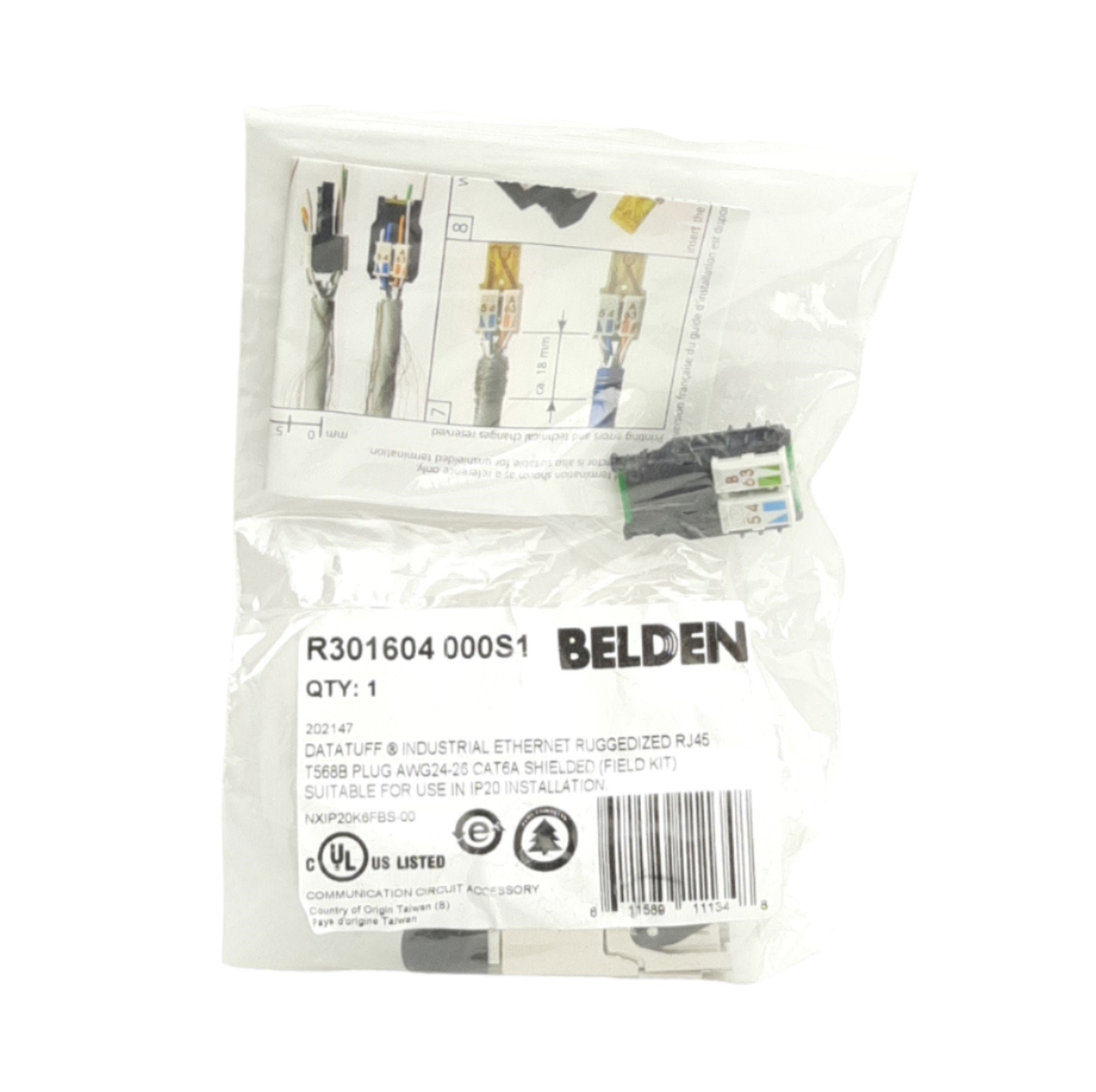 Belden R301604 000S1 RJ45 Field Kit Connector, 1.5A Rating, T568B Type ...