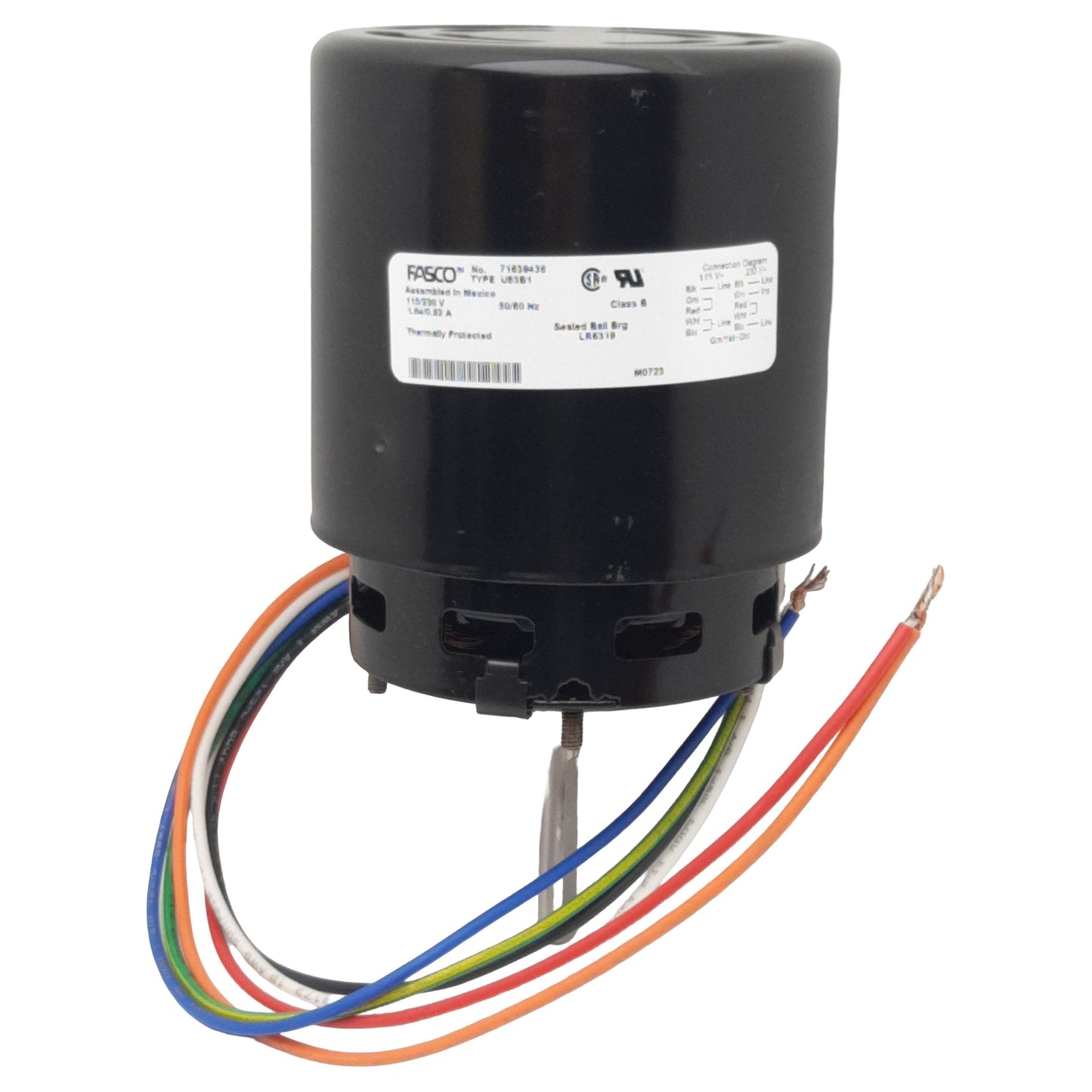 New Fasco 71639438 HVAC AC Motor ø5/16in Shaft 115/230VAC 1.64/0.82A, 1600RPM, 3.3in