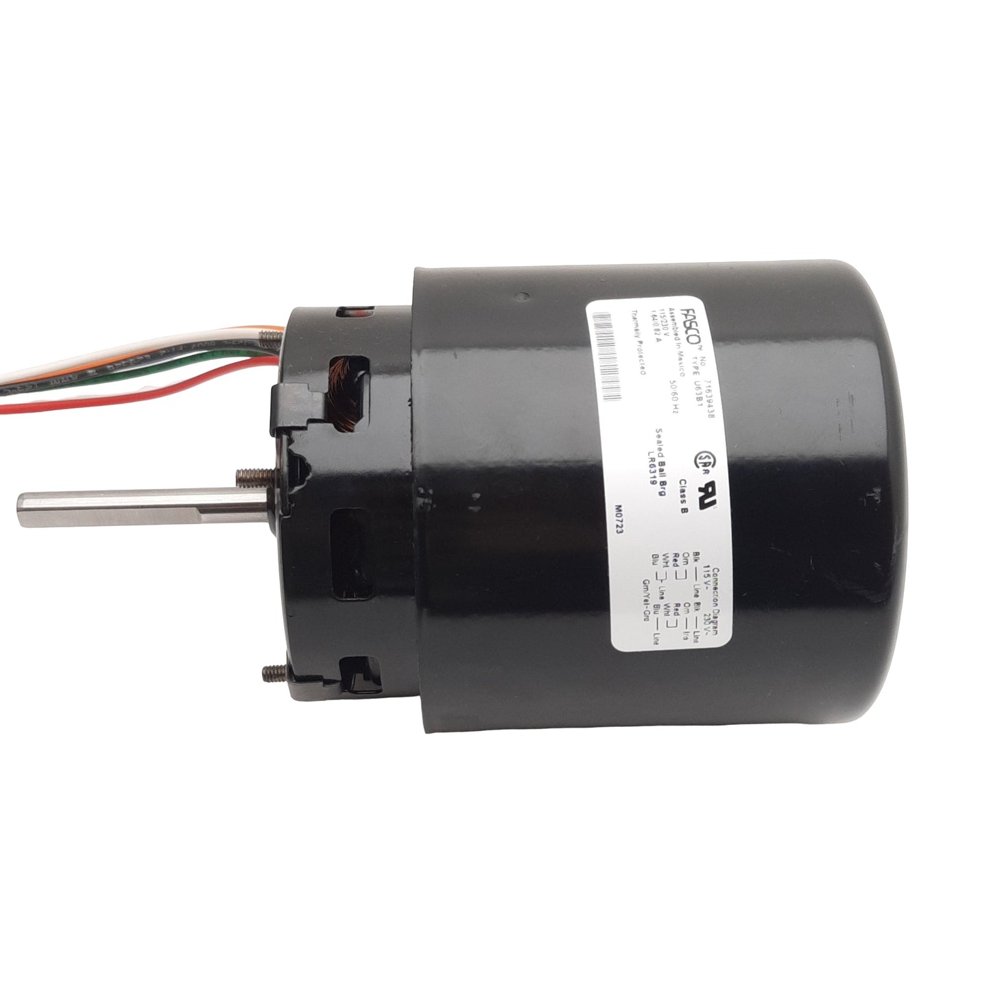 New Fasco 71639438 HVAC AC Motor ø5/16in Shaft 115/230VAC 1.64/0.82A, 1600RPM, 3.3in