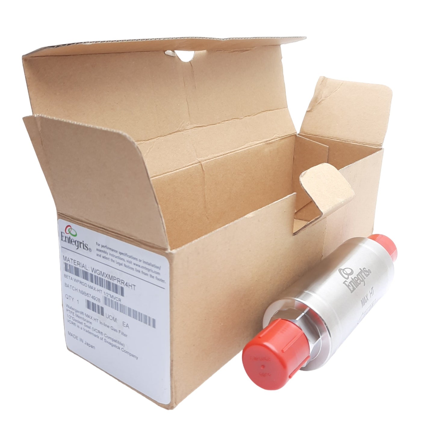 New Entegris WGMXMPRR4HTL Wafergard MAX in-Line PTFE Gas Filter, 1/2" Male VCR, 5"
