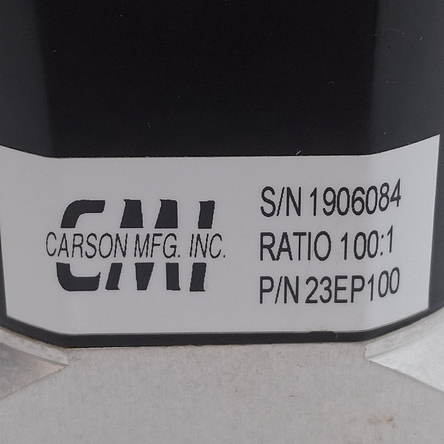 Used Carson 23EP100 Eliminator Planetary Gearbox 100:1 308in-lbs ø5/8in Shaft NEMA 23