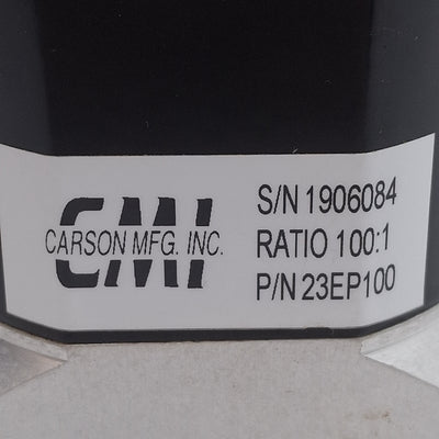 Used Carson 23EP100 Eliminator Planetary Gearbox 100:1 308in-lbs ø5/8in Shaft NEMA 23