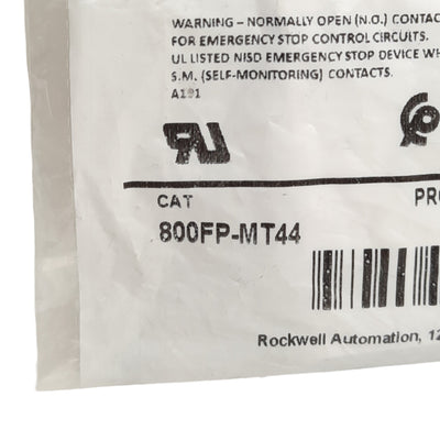 New Allen Bradley 800FP-MT44 E-Stop Operator, 22mm PB, 40mm Mushroom, Twist Release
