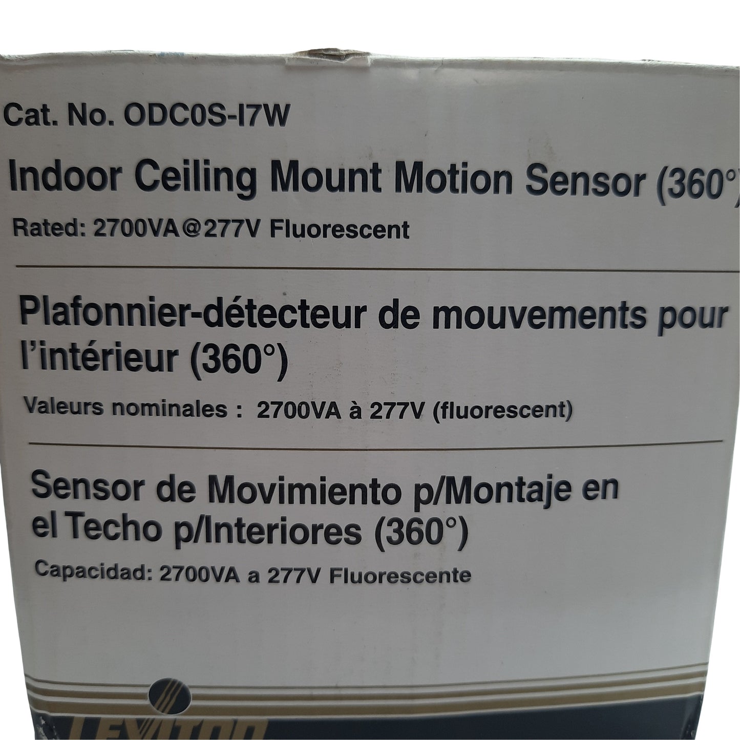 Used Leviton ODC0S-I7W Indoor Ceiling Mount Motion Sensor Time Adjustment 277VAC