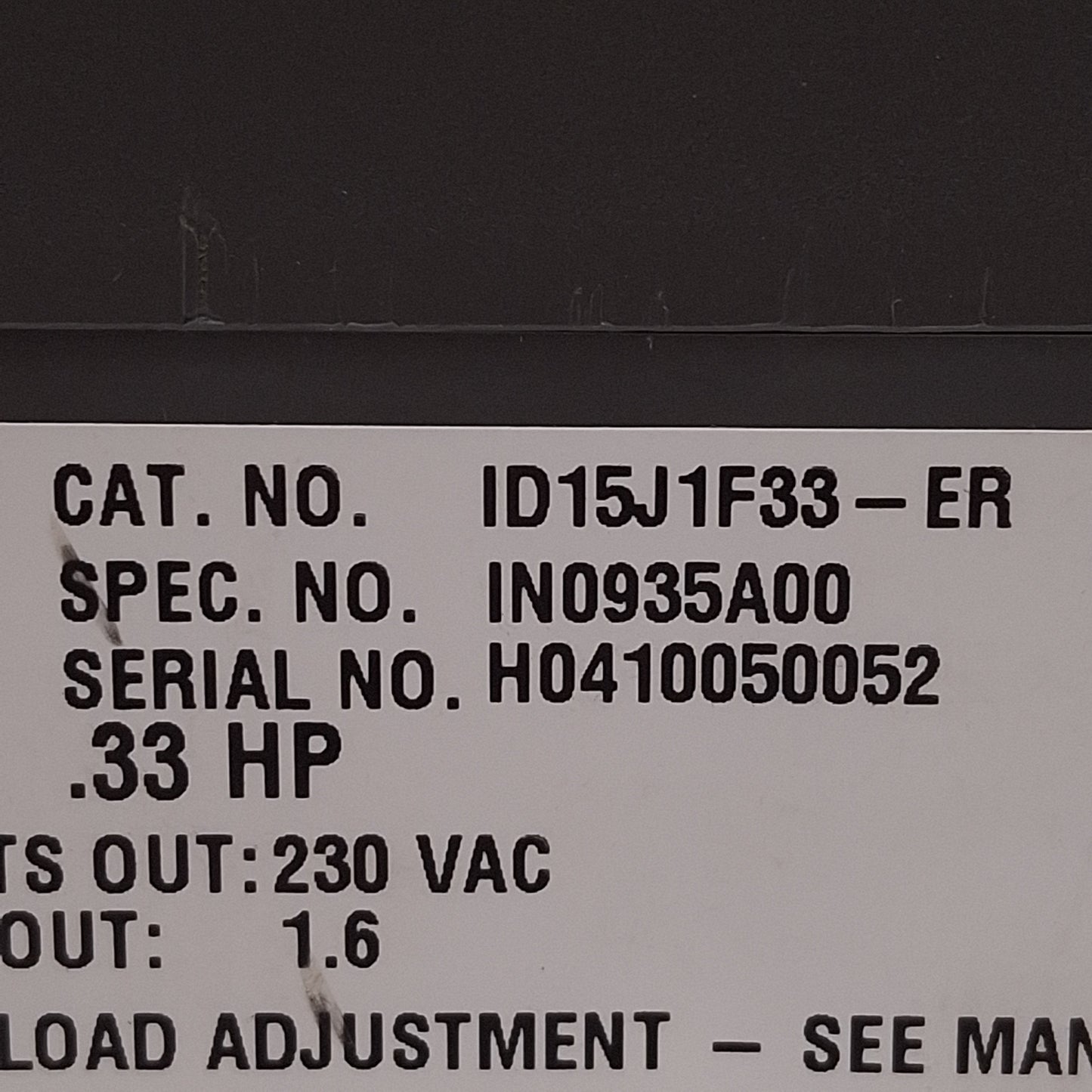 Used Baldor ID15J1F33-ER Adjustable Speed Drive, 0.33HP, 115VAC Input, 230VAC Output