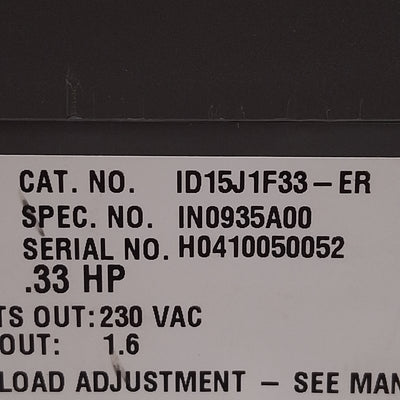 Used Baldor ID15J1F33-ER Adjustable Speed Drive, 0.33HP, 115VAC Input, 230VAC Output