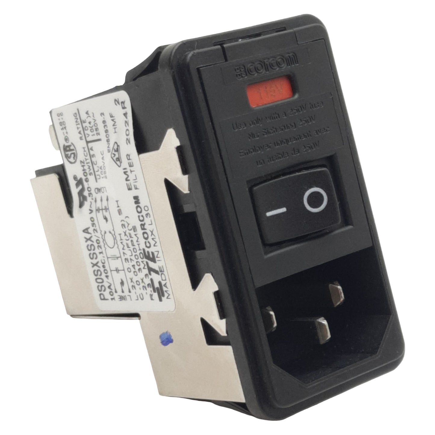 Used TE Corcom PS0SXSSXA Power Entry Module, DPST, 10A 120/250VAC, 0.187in FASTON Out