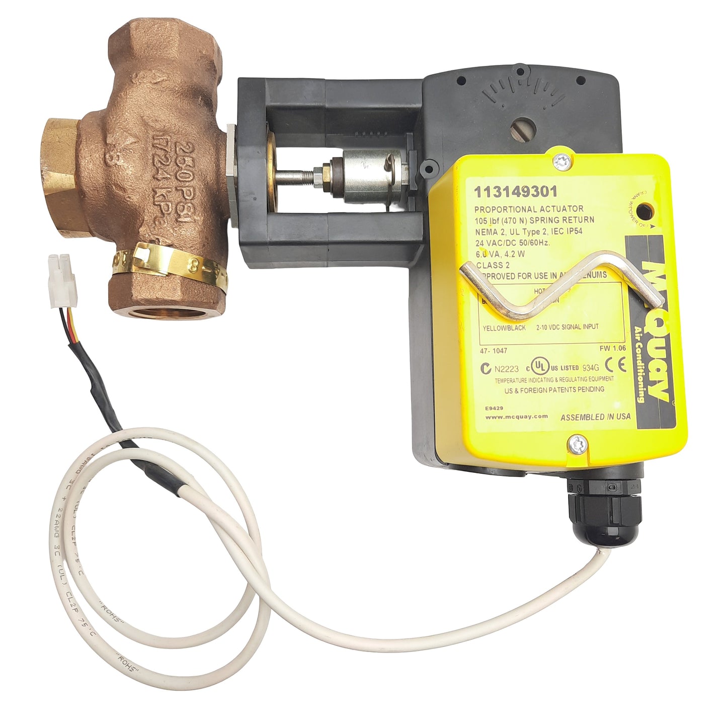 New McQuay 113149301 Proportional Actuator, 3-Way Valve, 1in Female NPT, 24VAC/DC