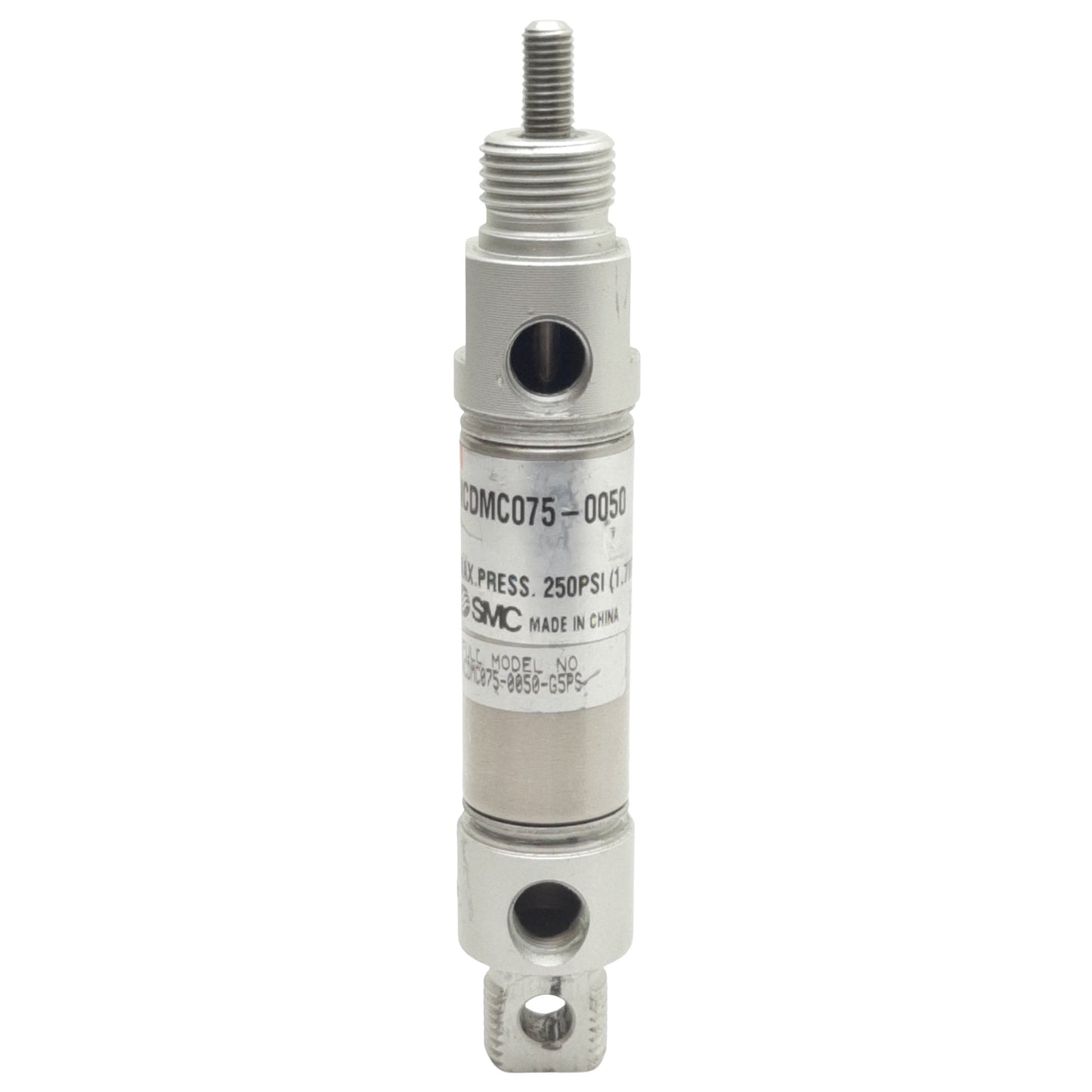 Used SMC NCDMC075-0050 Pneumatic Cylinder ø3/4in Bore, 1/2in Stroke, 1/8in NPT 250psi