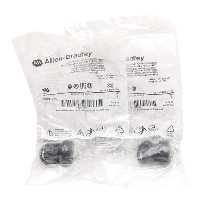 New Lot of 2 Allen Bradley 800FP-LF3 Flush Pushbutton, Illuminated Green, 22mm