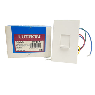 New Lutron NTF-103P-WH 3 Way Fluorescent Dimmer, 120VAC 8A, For FDB/ECO ballasts