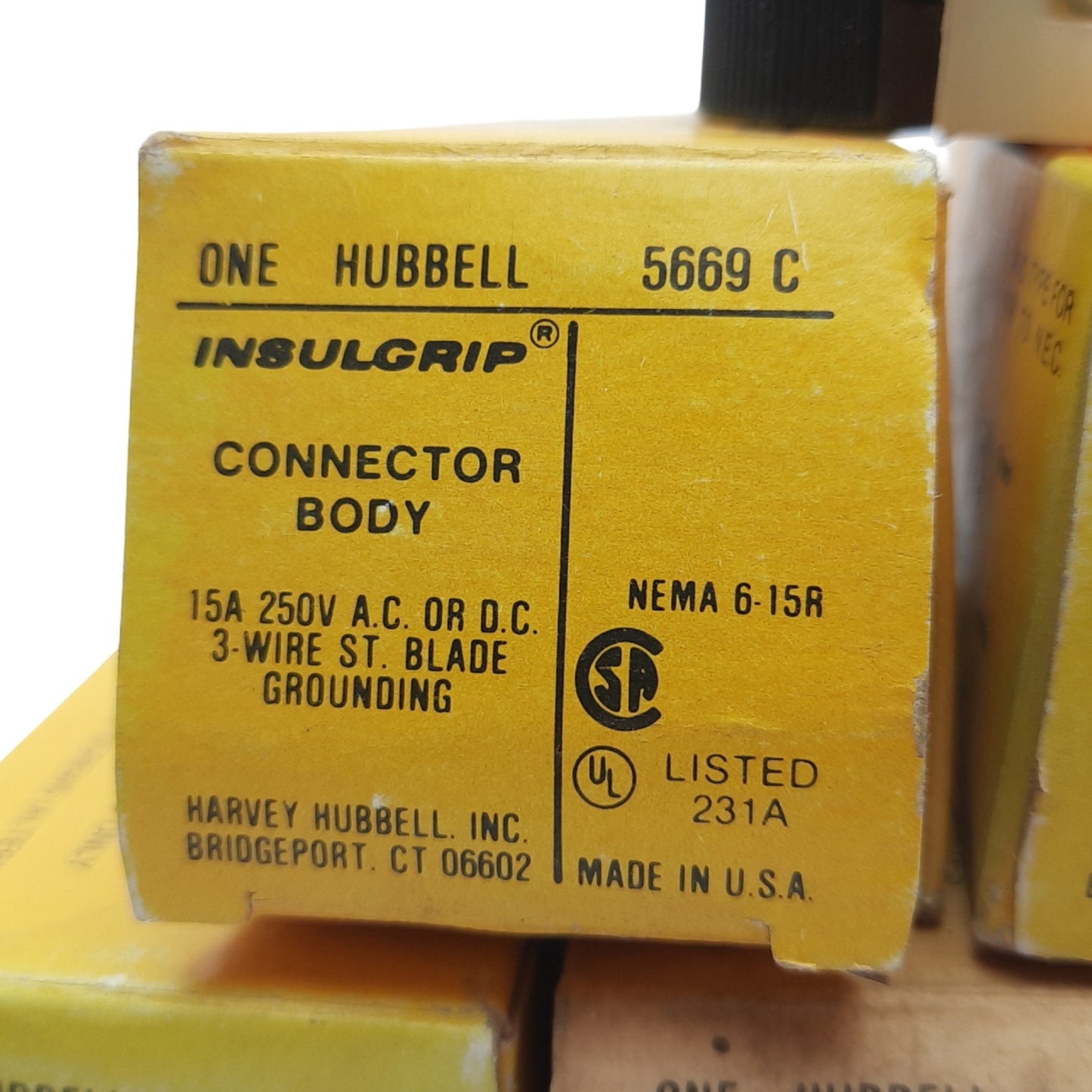New Lot of 5 Hubbell HBL5669C Insulgrip Connector Body, Straight Blade 15A 250VAC/DC