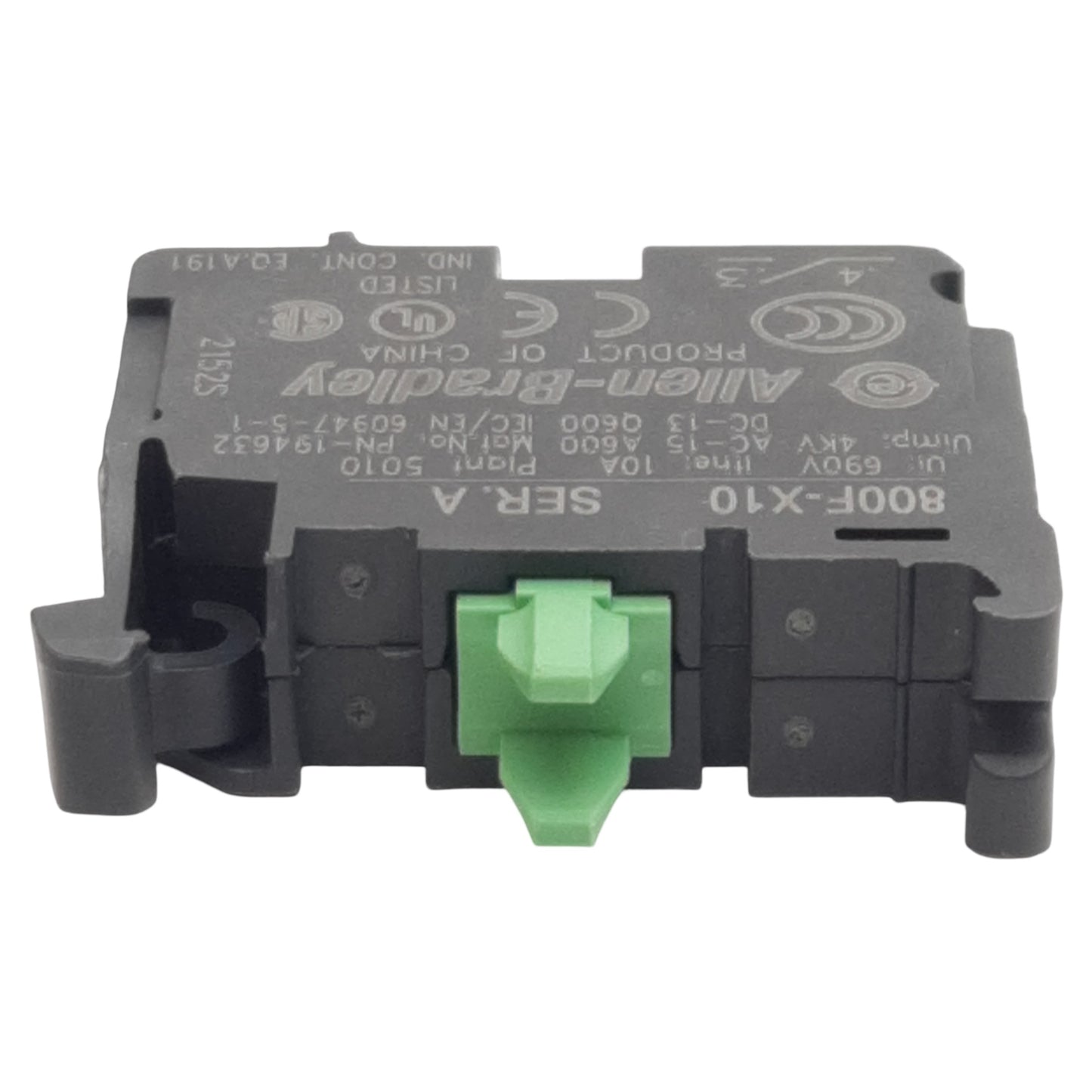 New Lot of 2 Allen Bradley 800F-PX10 Contact Block w/ Latch, 1N.O., 10A 600VAC, 22mm