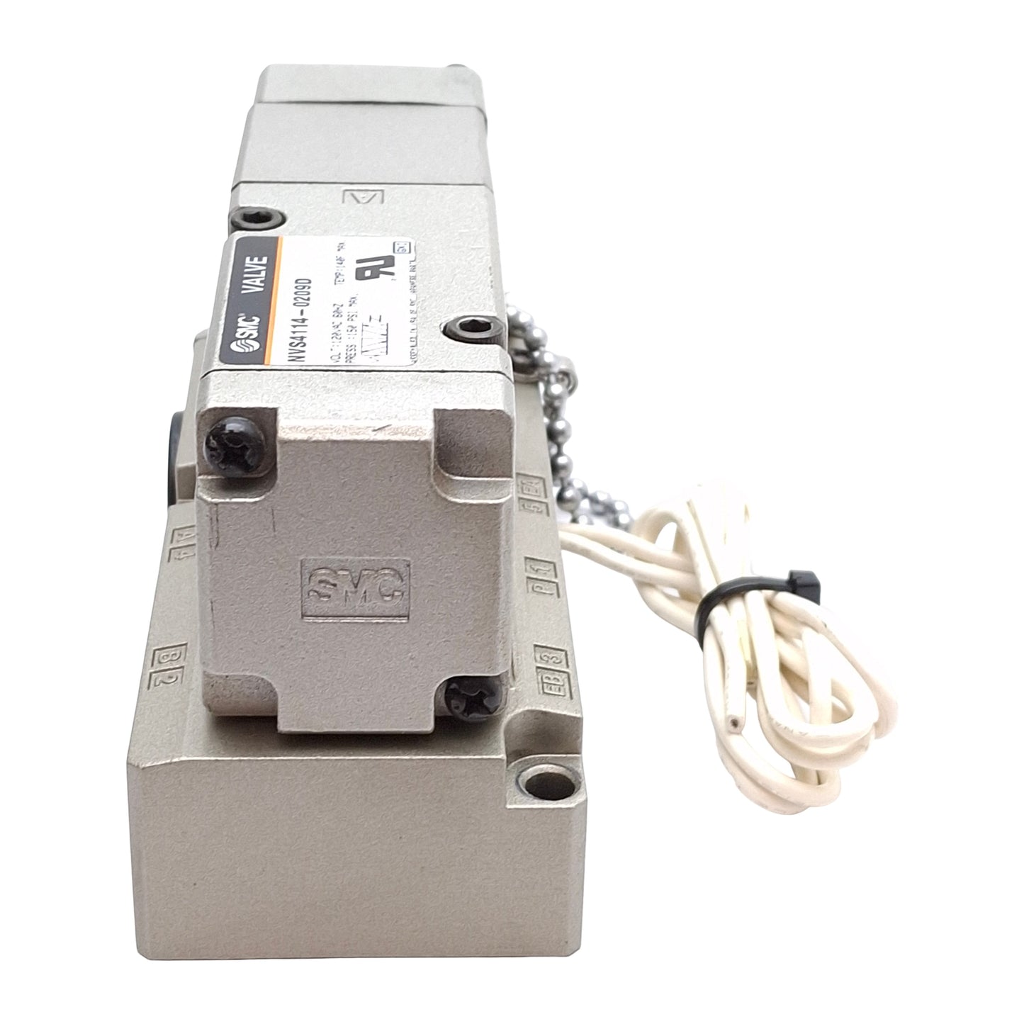 Used SMC NVS4114-0209D Solenoid Valve, Spring Return, 150PSI, 1/4in NPTF, 120VAC Coil