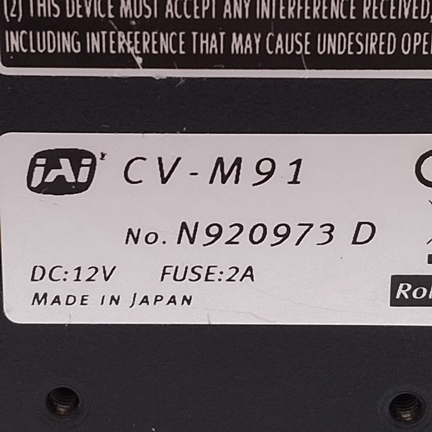 Used Jai CV-M91 RGB Color Camera, 3x1/3" CCD, 768x494, 30fps, C-Mount, 12VDC