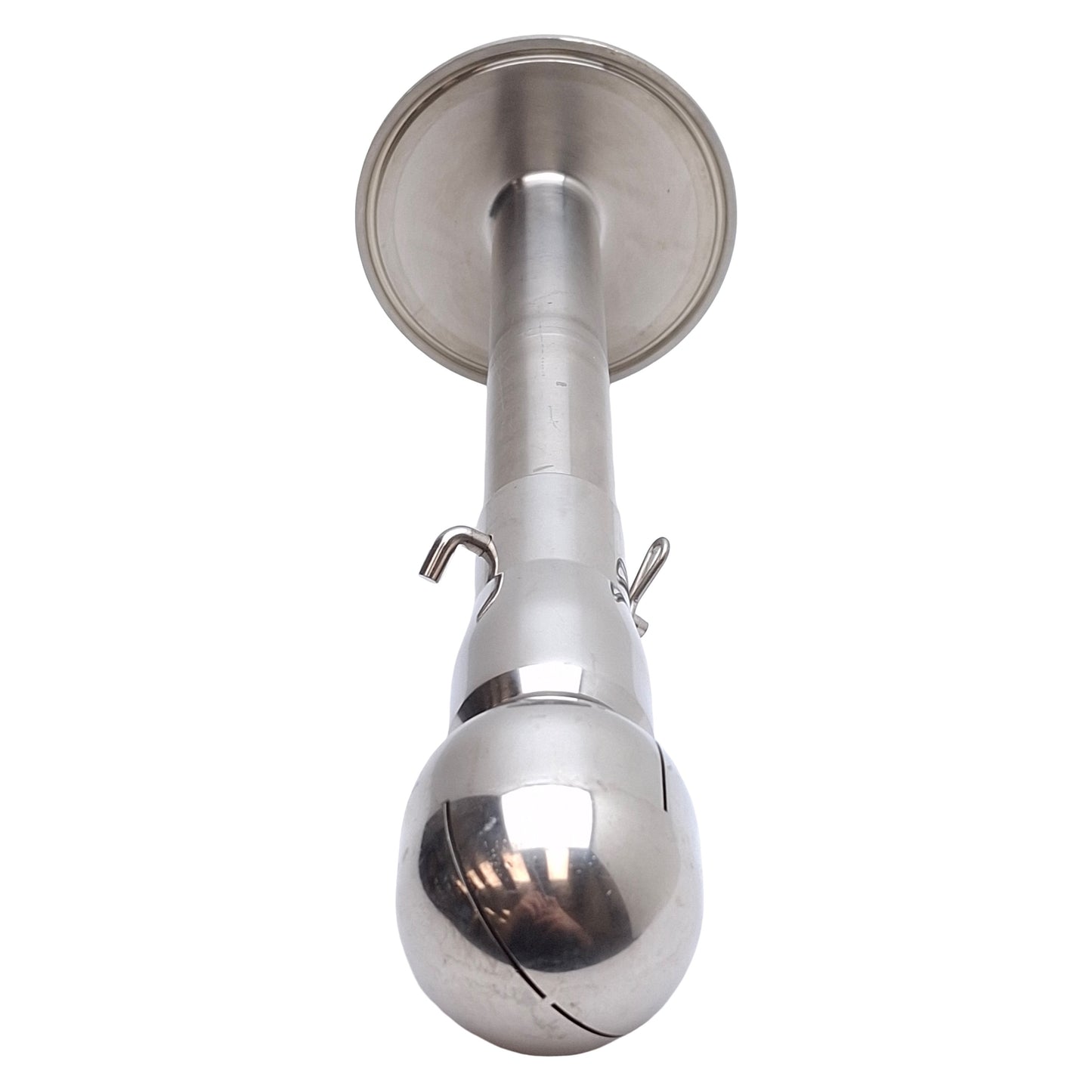 Used Rotating CIP Spray Ball, Stainless Steel, ø45mm Ball, 12.5in Long, 1in Tri-Clamp