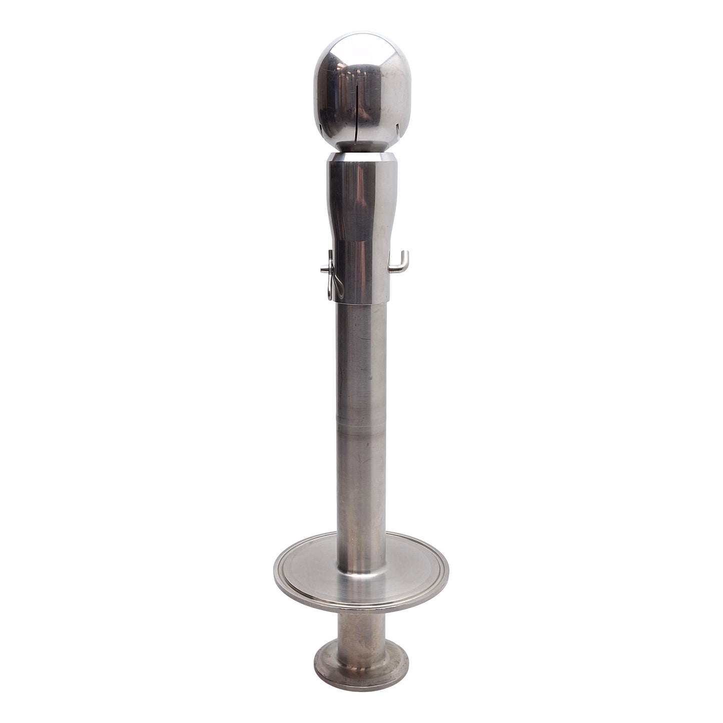 Used Rotating CIP Spray Ball, Stainless Steel, ø45mm Ball, 12.5in Long, 1in Tri-Clamp