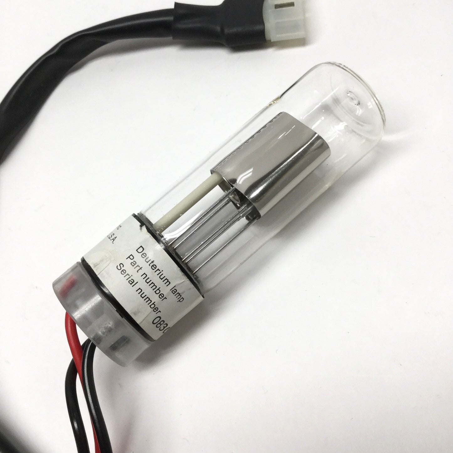 Used Varian 56-100218-00 D2 Deuterium UV Lamp Tube Bulb Assembly w/ 3-Pin Connector