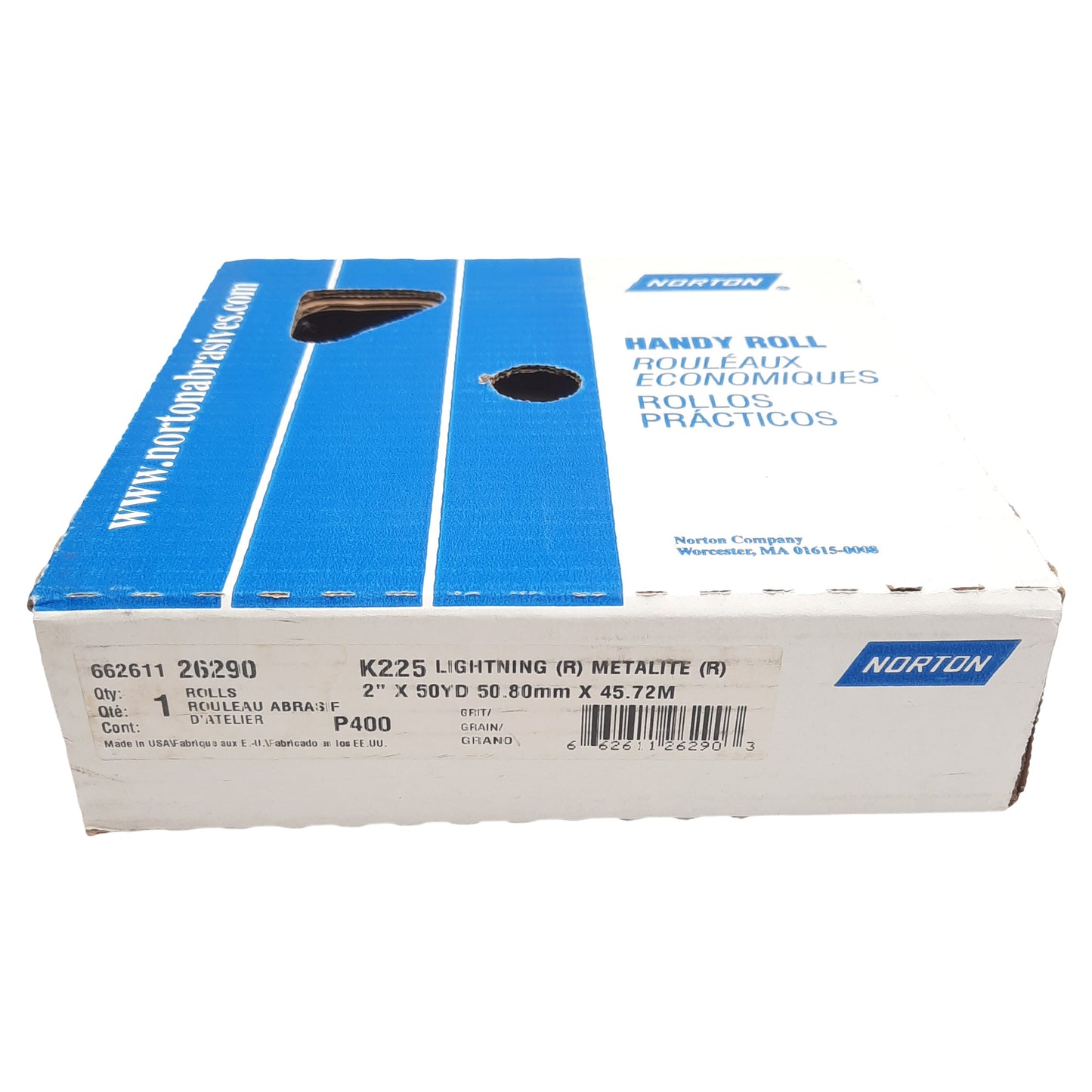 New Norton 66261126290 Metalite K225 Handy Roll, AO Coarse Grit, 2in x 50Yds, P400