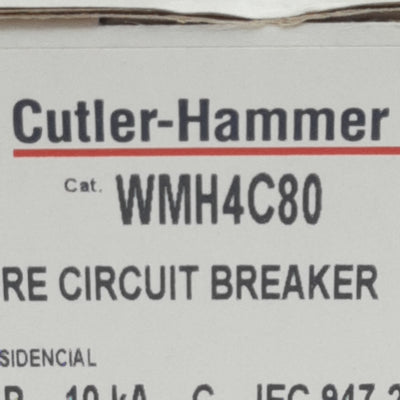 New Cutler-Hammer WMH4C80 Miniature Circuit Breaker, 4-Pole, 80A 415VAC, DIN Rail