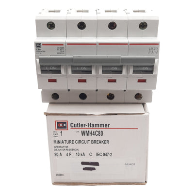 New Cutler-Hammer WMH4C80 Miniature Circuit Breaker, 4-Pole, 80A 415VAC, DIN Rail