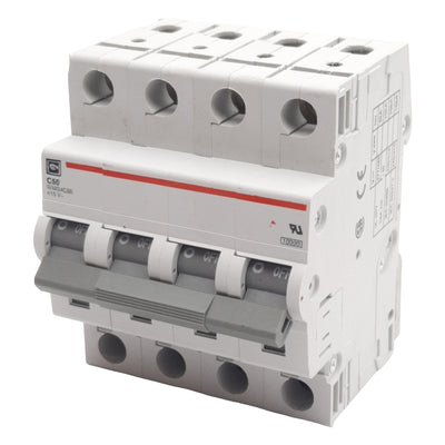 Used Cutler-Hammer WMS4C50 Circuit Breaker, 4-Pole, 50A 240/415VAC, DIN Rail