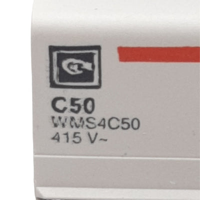 Used Cutler-Hammer WMS4C50 Circuit Breaker, 4-Pole, 50A 240/415VAC, DIN Rail