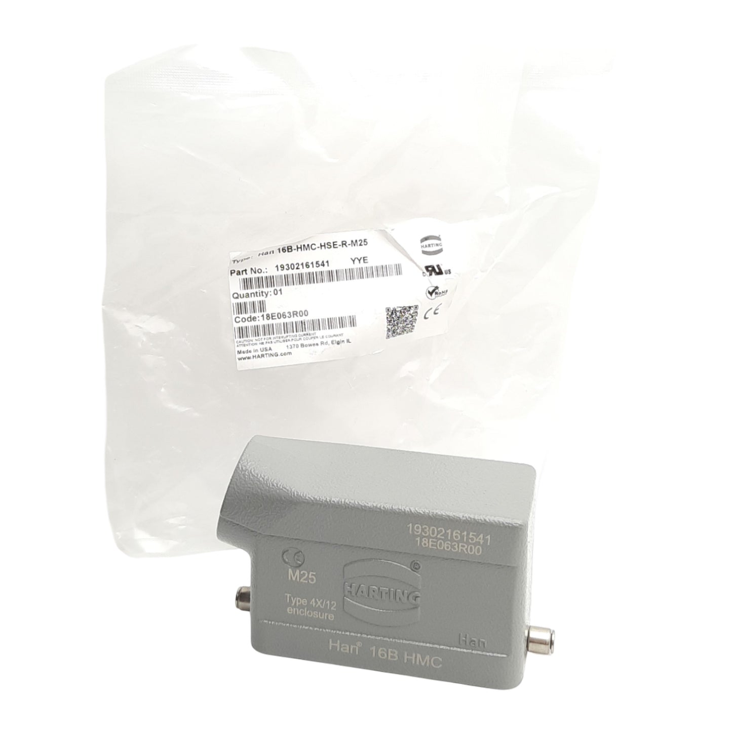 New Harting HAN 16B-HMC-HSE-R-M25 Connector Hood, Side Entry, M25 Thread, 16B Size