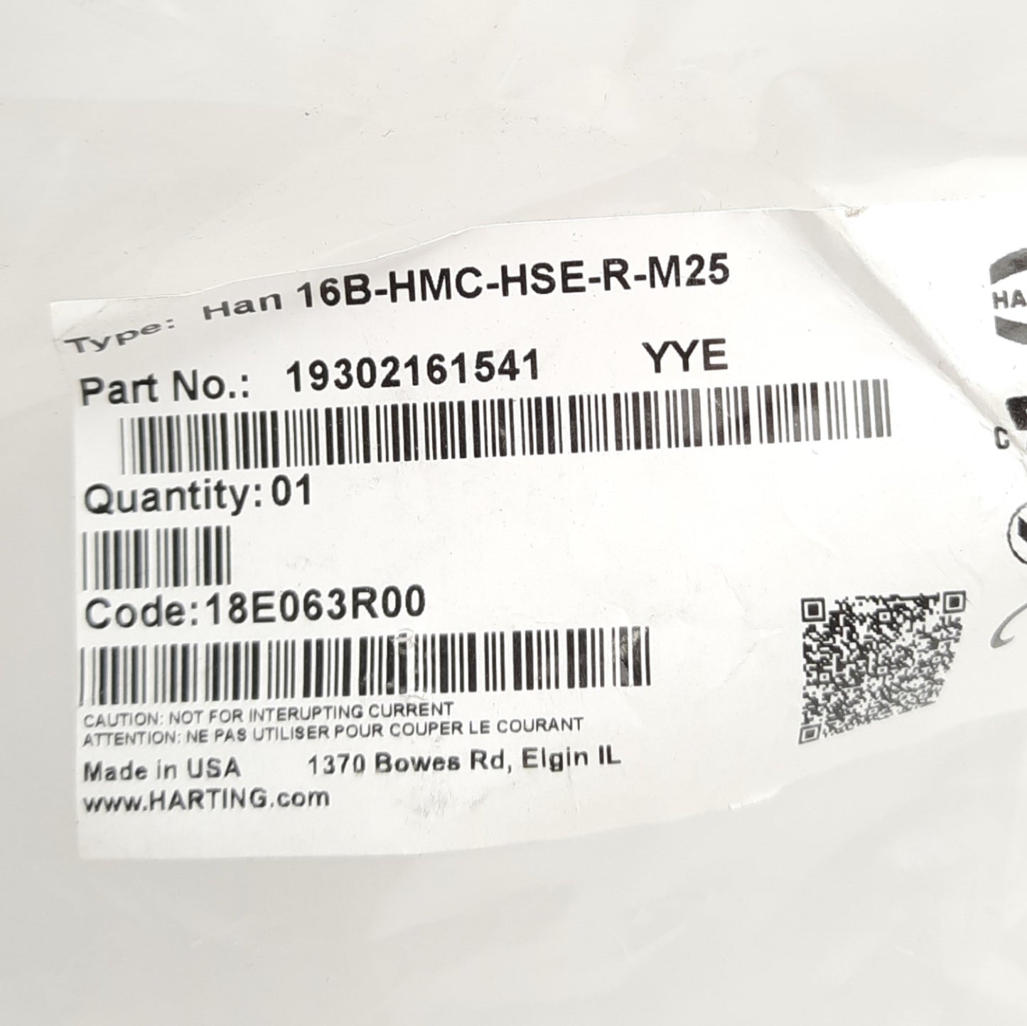 New Harting HAN 16B-HMC-HSE-R-M25 Connector Hood, Side Entry, M25 Thread, 16B Size