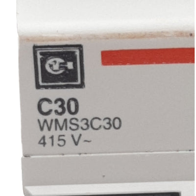 Used Cutler-Hammer WMS3C30 Circuit Breaker, 3-Pole, 30A 240/415VAC, DIN Rail