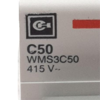 Used Cutler-Hammer WMS3C50 Circuit Breaker, 3-Pole, 50A 240/415VAC, DIN Rail