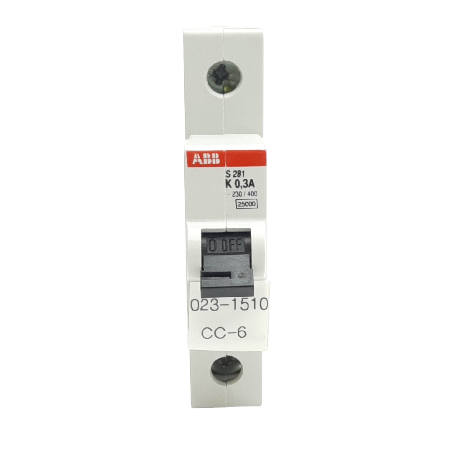 Used ABB S281K0,3A Miniature Circuit Breaker, 230/400VAC, 0.3 Amps Max, DIN Rail