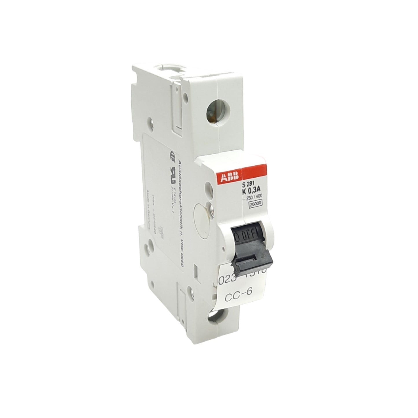 Used ABB S281K0,3A Miniature Circuit Breaker, 230/400VAC, 0.3 Amps Max, DIN Rail