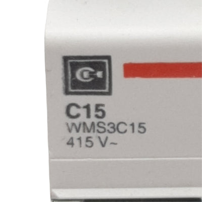 Used Cutler-Hammer WMS3C15 Circuit Breaker, 3-Pole, 15A 240/415VAC, DIN Rail