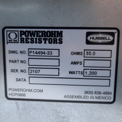 New Powerohm Resistors P14494-33 ABB Dynamic Braking Resistor, GCE3 35 Ohm 1200W