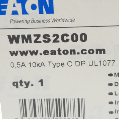 New Eaton WMZS2C00 Miniature Circuit Breaker, 277/480 VAC, 2-Pole, 0.5 Amp