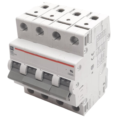 Used Cutler-Hammer WMS4D20 Circuit Breaker, 4-Pole, 20A 240/415VAC, DIN Rail