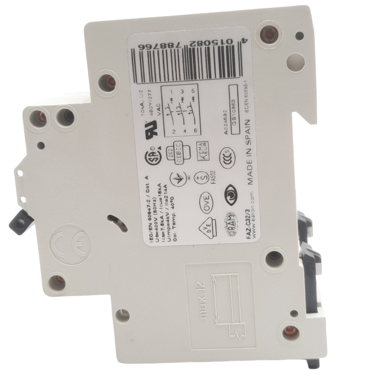 New Eaton FAZ-C32-3 Circuit Breaker 3-Pole, 32A, 415VAC, C-Curve, DIN Rail