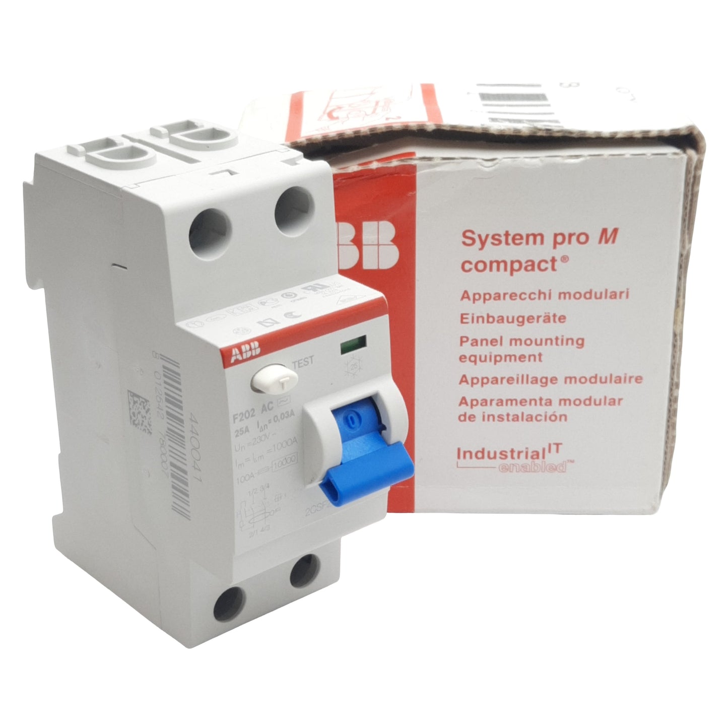 New ABB F202 AC-25/0.03 Residual Current Circuit Breaker, 2-Pole 30mA 25A 170-254VAC