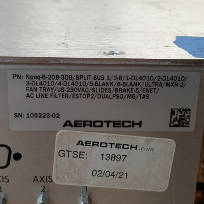 Used Aerotech A3200 Npaq-B-20B-30B 6-Axis Controller 3U Rack Mount w/4x Drives 230VAC