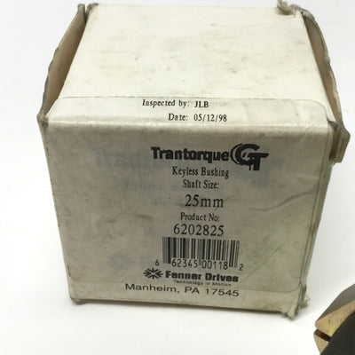 New – Open box Fenner 6202825 Trantorque GT Keyless Locking Shaft Bushing Single Nut 25mm Bore