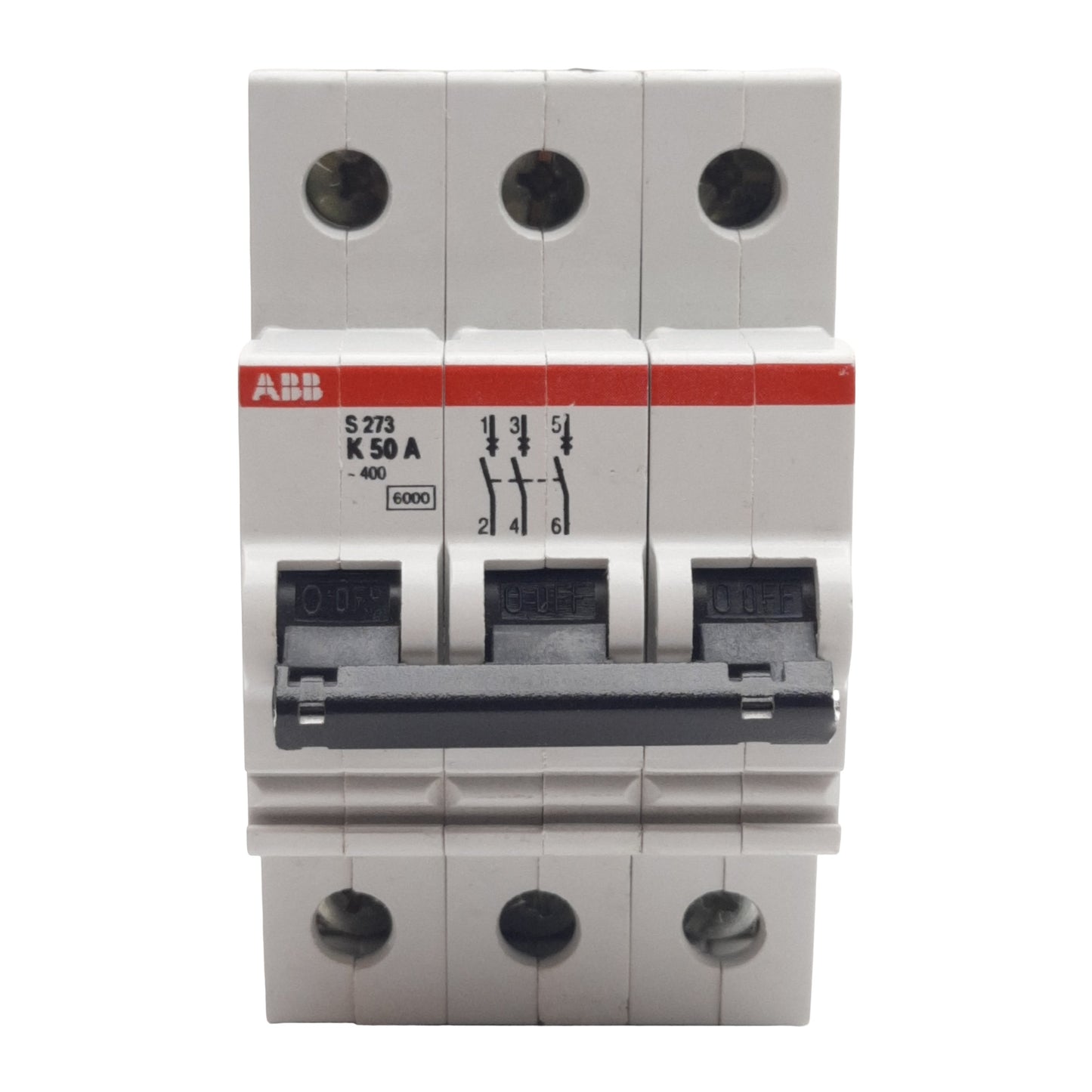 Used ABB S273-K50A Circuit Breaker, 3-Pole, 50A 277/480VAC, DIN Rail Mount