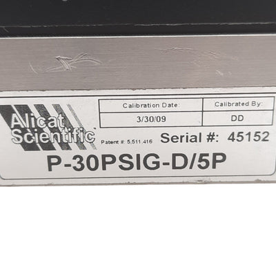 Used Alicat Scientific P-30PSIG-D/5P Pressure Gauge 0-30PSIG 1/8in NPT, 4-20mA Output